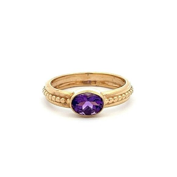 Unbranded Jewelry - 14K Yellow Gold & Oval Bezel Set Amethyst Size 6.25 Ring! 187